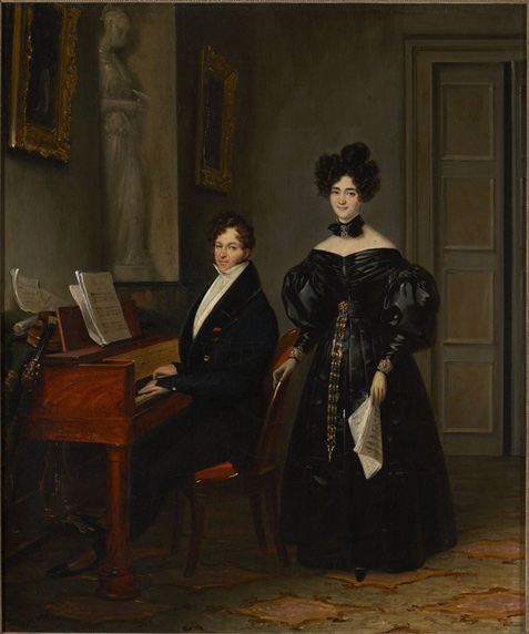 Édouard Henri Théophile Pingret, un couple de musiciens (Adrien Boïeldieu et Jenny Philis-Bertin